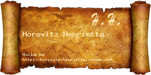 Horovitz Henrietta névjegykártya